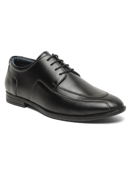 KOSHER Men's Black Synthetic Leather Lace-Up Formal Derby Shoes