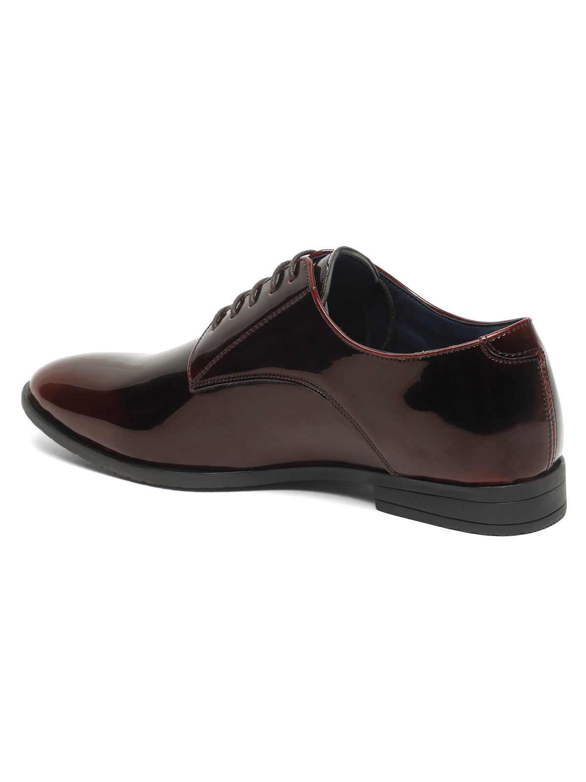 KOSHER Men Wine Glossy Patent Formal Derby Shoes