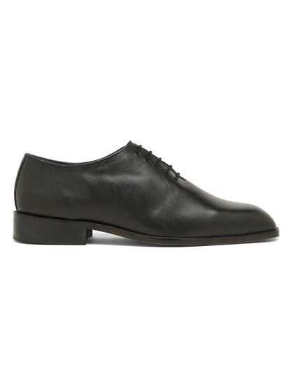 Kosher Men's Sleek Black Plain Toe Lace-Up Formal Shoes