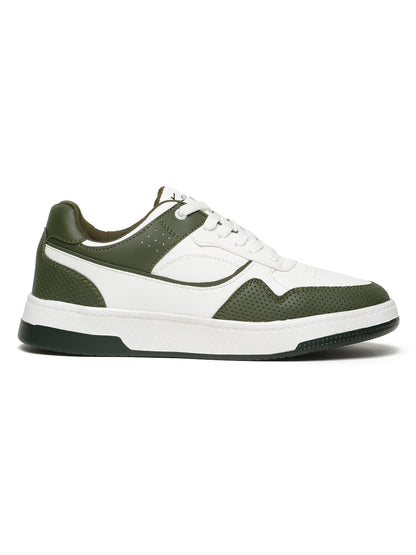 Kosher Olive Green & White Sneakers For Men
