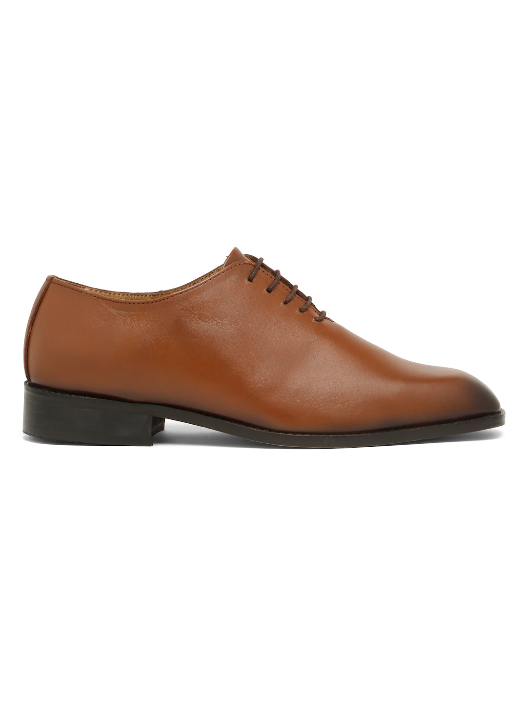 Kosher Men's Sleek Tan Plain Toe Lace-Up Formal Shoes