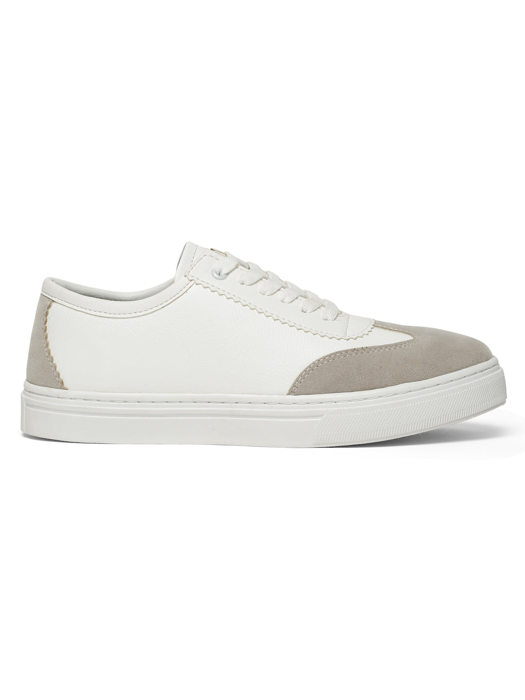 Kosher Suede and Synthetic Low-Top Sneakers in White and Beige