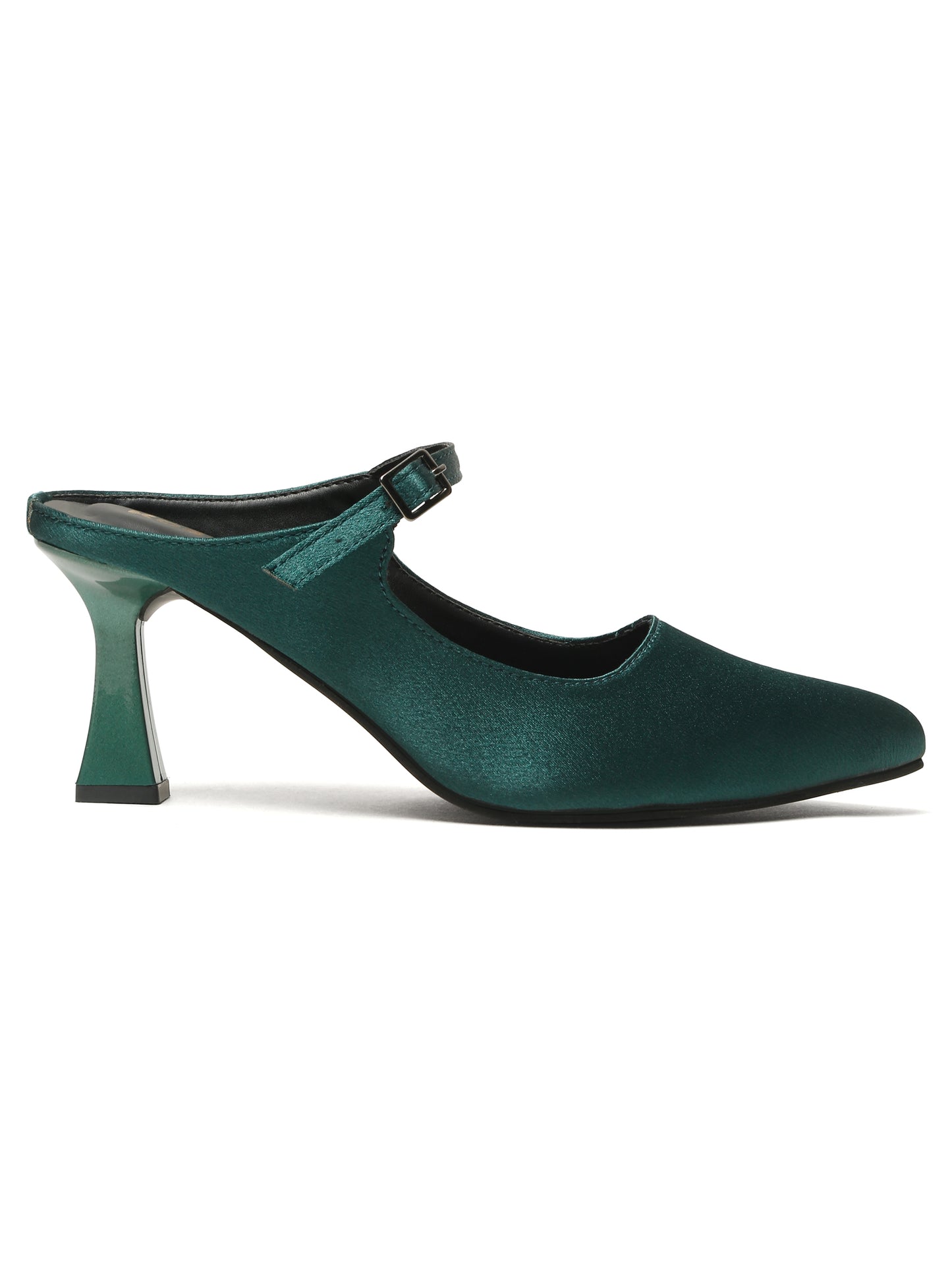 Kosher Women's Green Mules Heels – Elegant Pointed Toe Slip-On Pumps