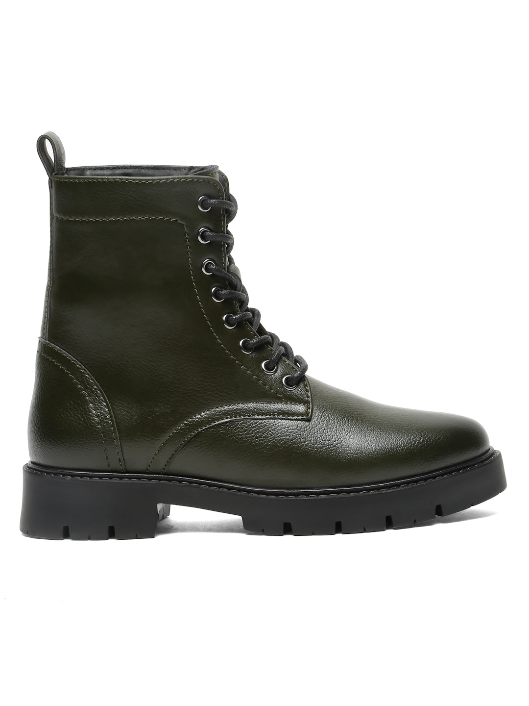 Kosher Elegant Ladies Olive Colour Lace-Up Boots - Stylish & Comfortable