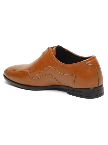 KOSHER Men Solid Tan Lace-Up Formal Derby Shoes