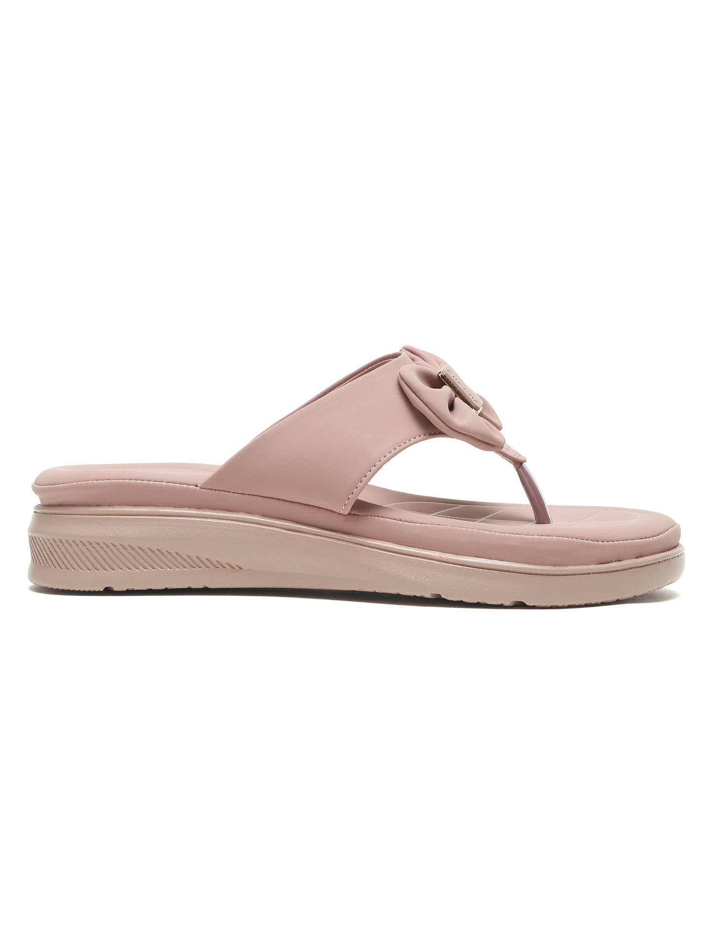 Kosher Women's Wood/Rose Platform Wedge Slides | Stylish Cross Strap Slip-On Sandals for Casual & Daily Wear