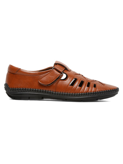 Kosher Tan Roman Faux Leather Men's Casual Sandal