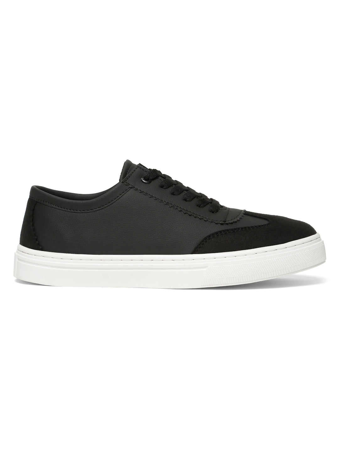 Kosher Black Suede & Synthetic Leather Low-Top Sneakers
