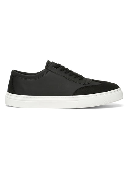 Kosher Black Suede & Synthetic Leather Low-Top Sneakers