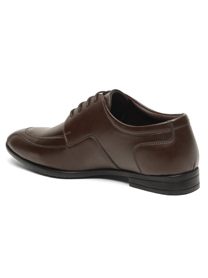 KOSHER Men's Brown Synthetic Leather Lace-Up Formal Derby Shoes