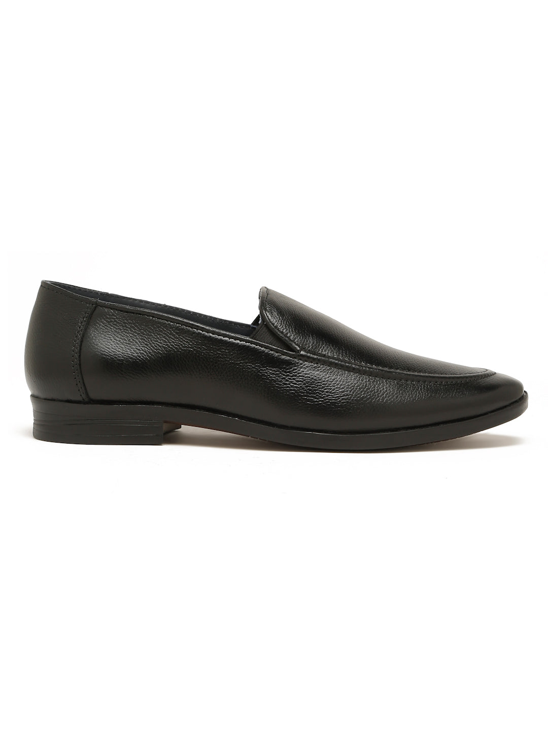 Kosher Men's Black Textured Slip-On Formal Shoes