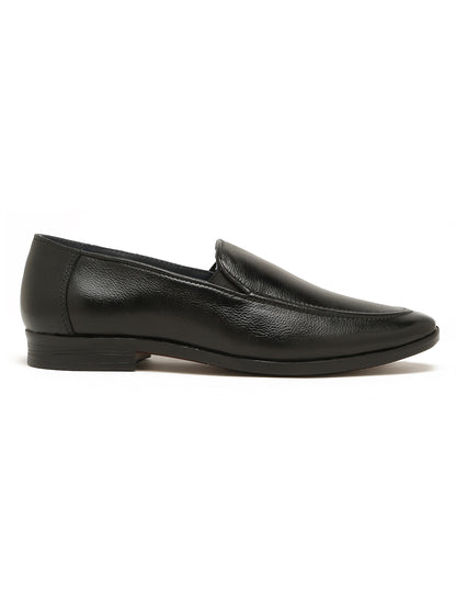 Kosher Men's Black Textured Slip-On Formal Shoes