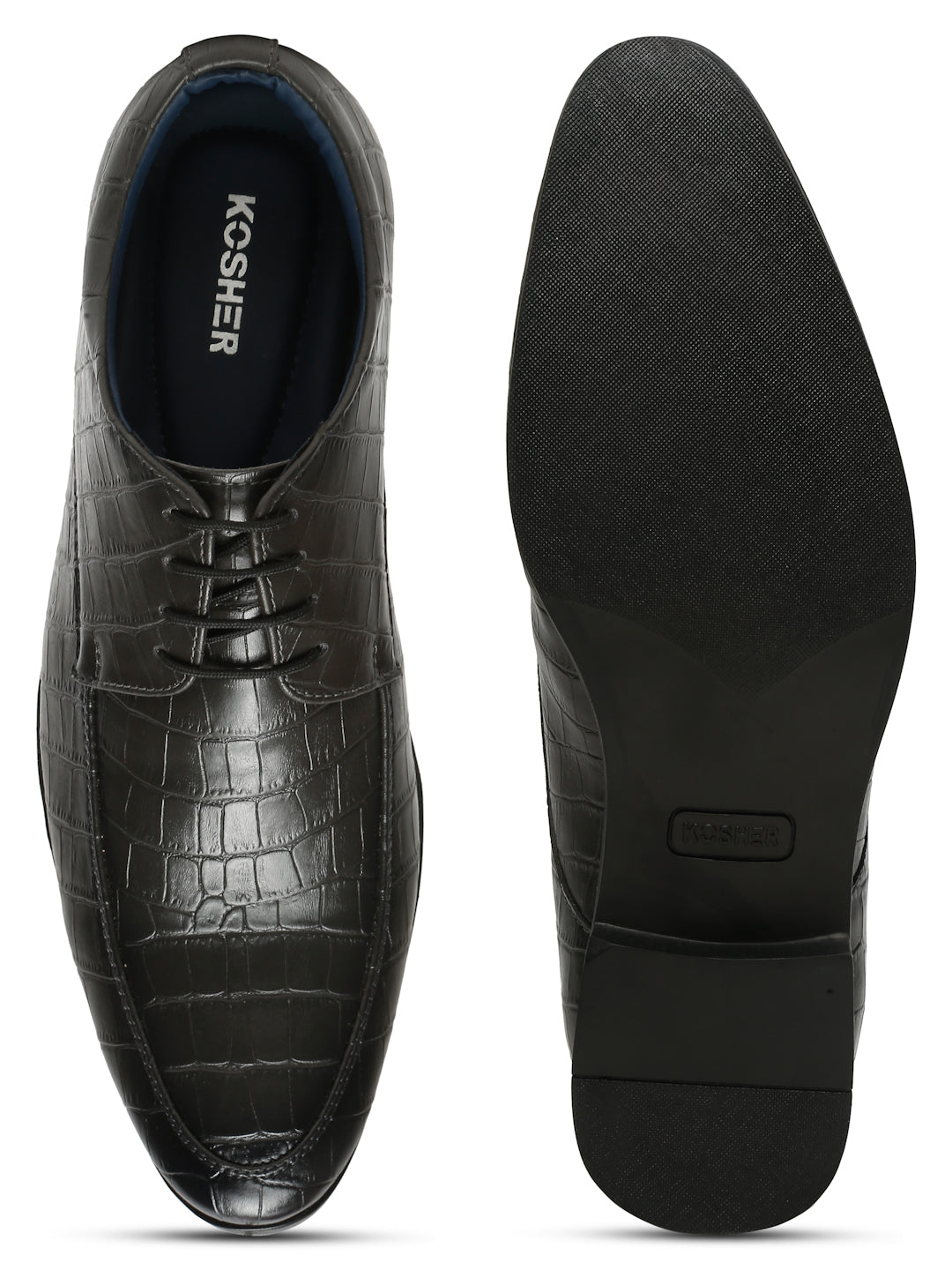 Kosher Grey Color lace-up Formal Shoes