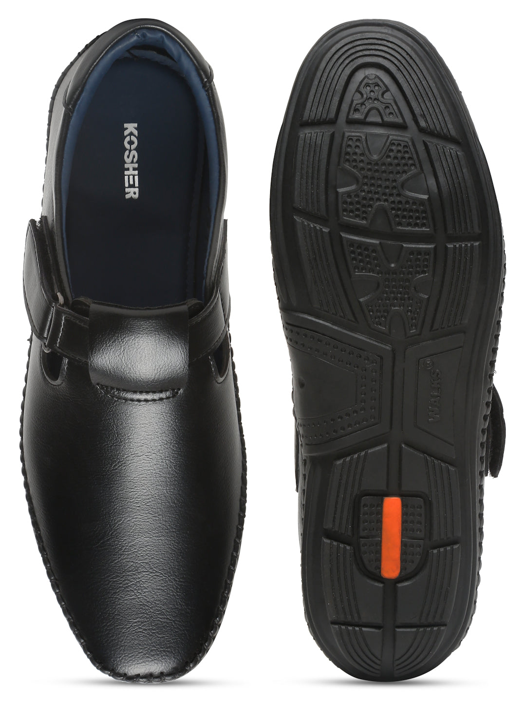 Kosher Black Roman Faux Leather Men's Casual Sandal