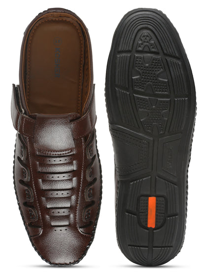 Kosher Brown Bantu Roman Faux Leather Men's Casual Sandal