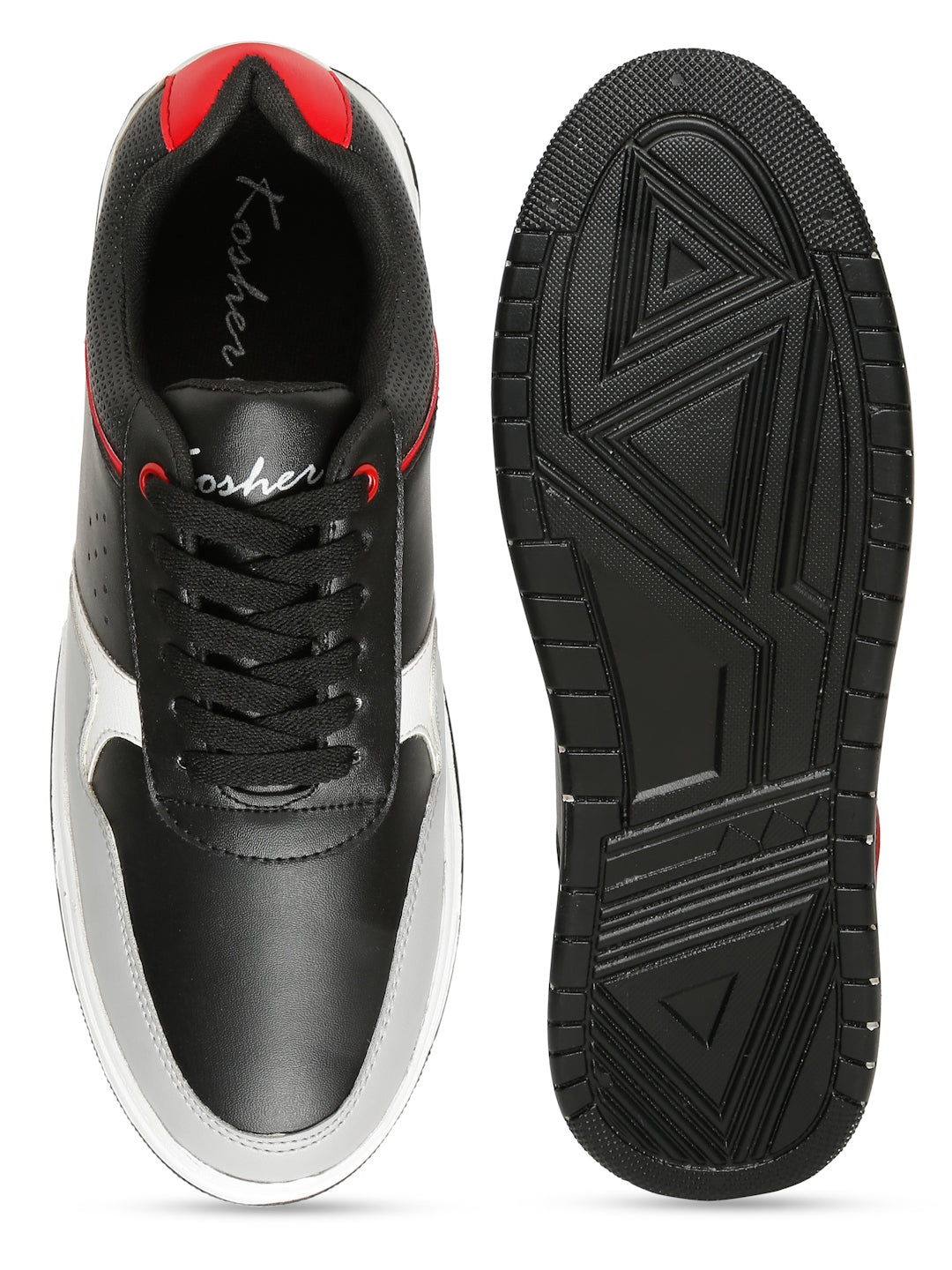Kosher Men's Casual Sneakers - Black & Red Sneakers with White Accents