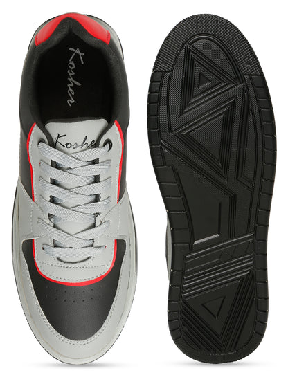 Kosher Men's Grey & Black Casual Sneakers – Stylish Everyday Footwear