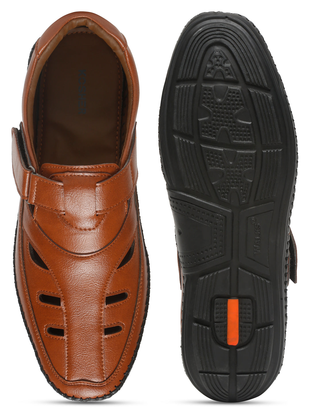 Kosher Tan Roman Faux Leather Men's Casual Sandal