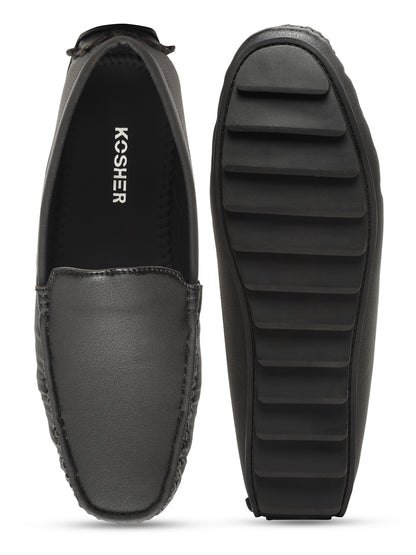 KOSHER Men's Black Synthetic Leather Premium Driving Loafers & Casual Slip-On