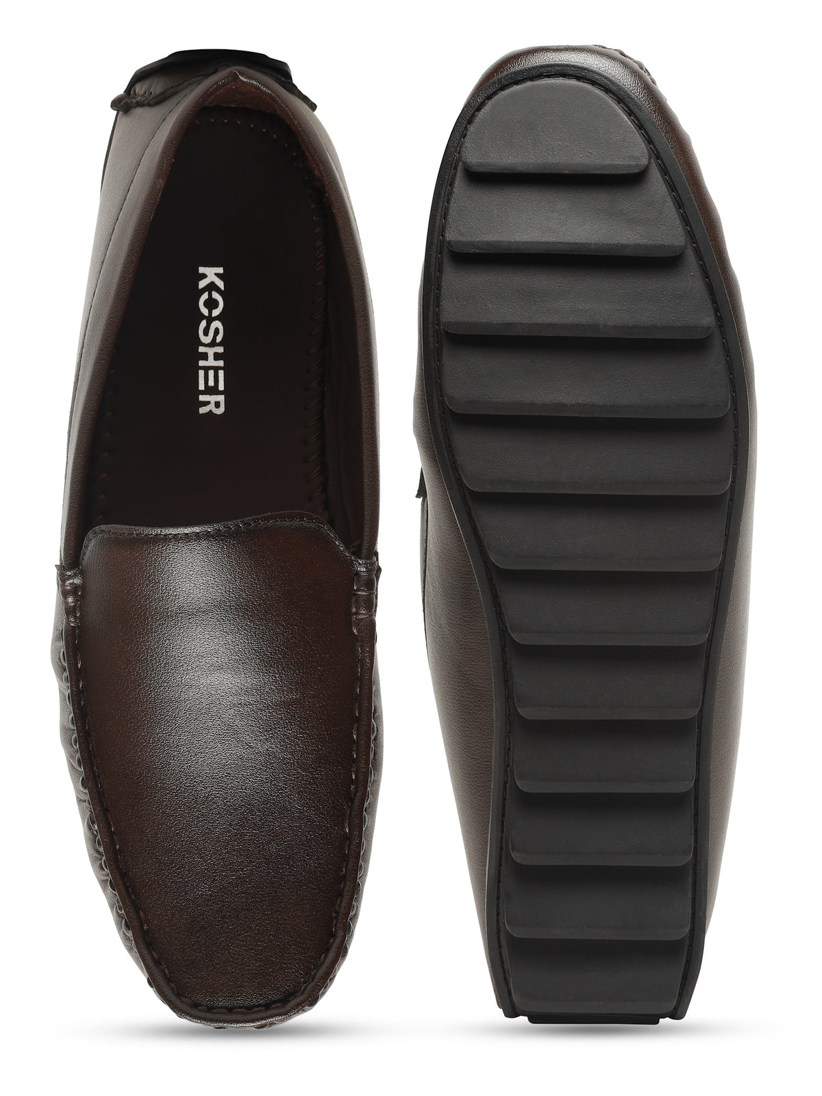 KOSHER Premium Brown Synthetic Leather Driving Loafers for Men – Lightweight, Comfortable Slip-On