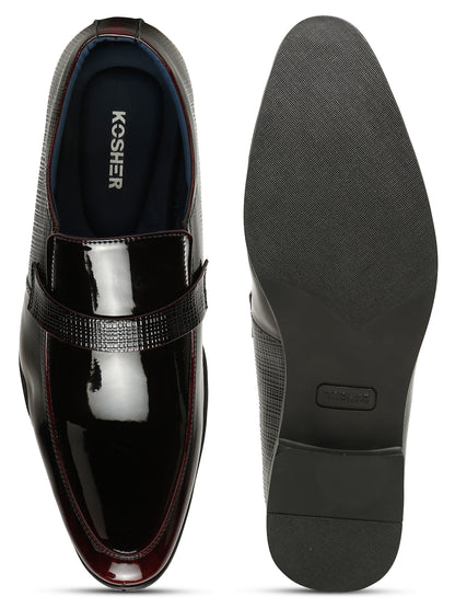 Kosher Wine Color Men's Slip-on Formal Shoes