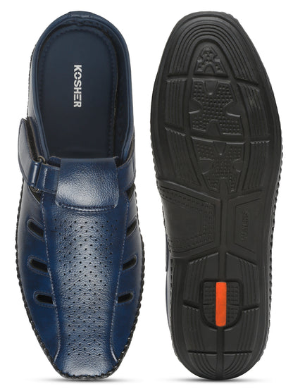 Kosher Navy Bantu Roman Faux Leather Men's Casual Sandal