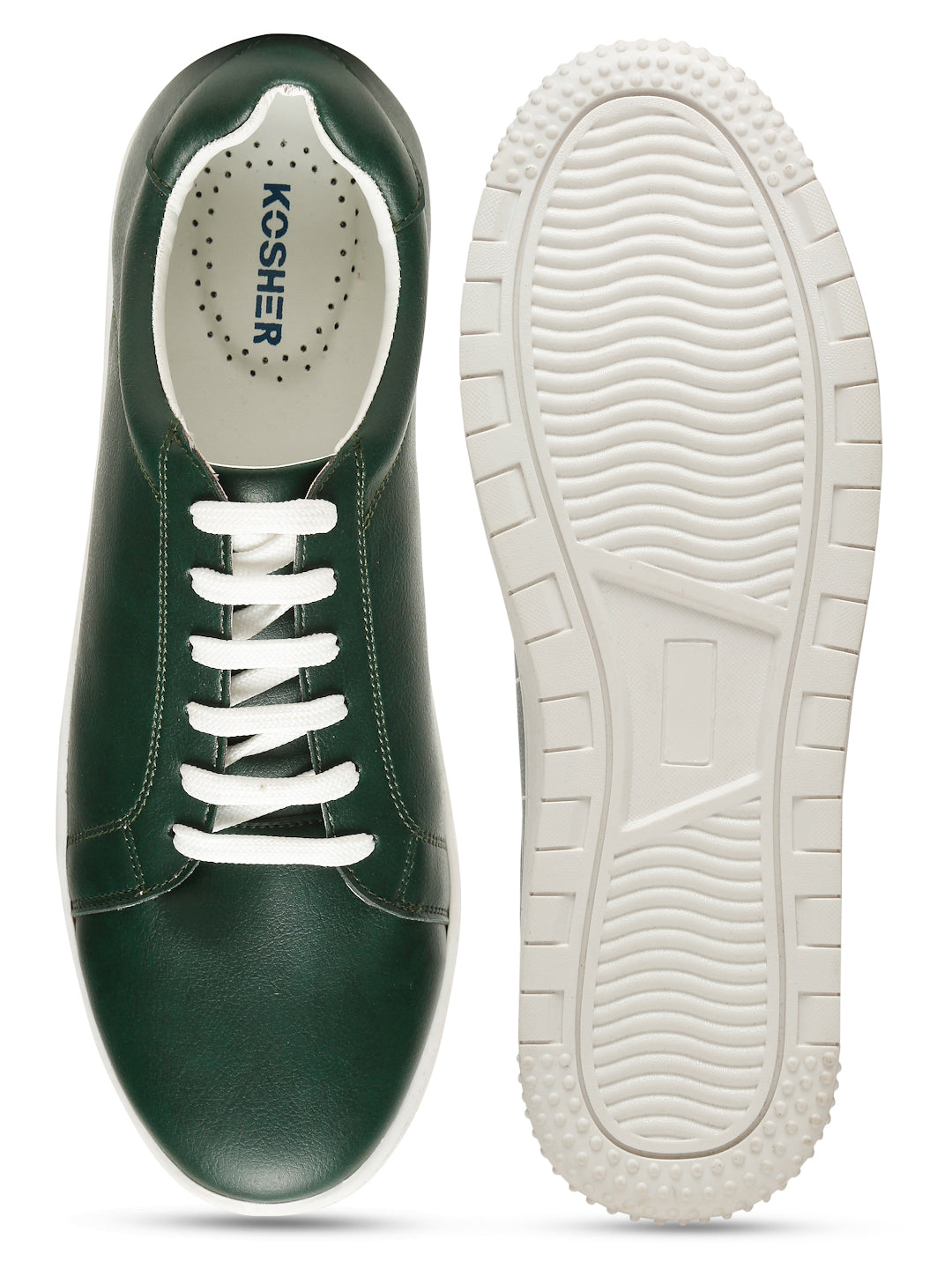 Kosher Green Color Lace-up Men's Casual Sneaker Shoes