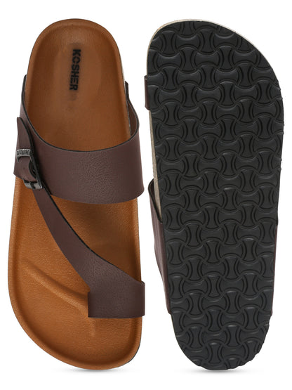 Kosher Brown Color Men's Casual Sandal, Slipper