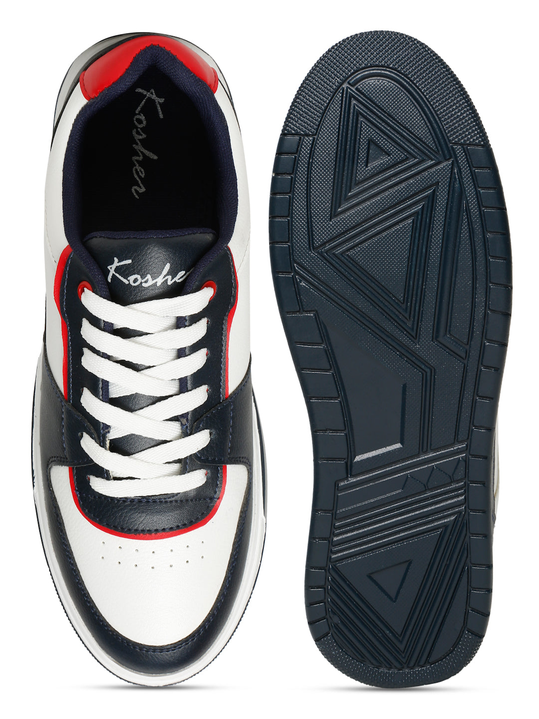 Kosher Men’s Retro Court Sneakers – Navy, White & Red