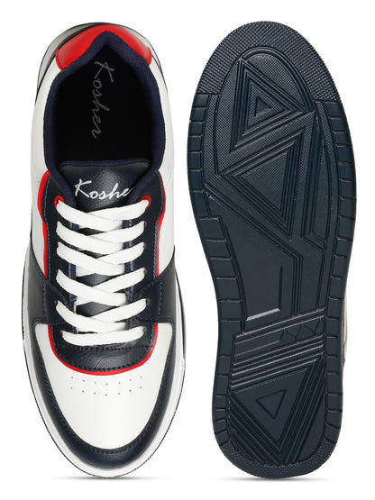 Kosher Men’s Retro Court Sneakers – Navy, White & Red