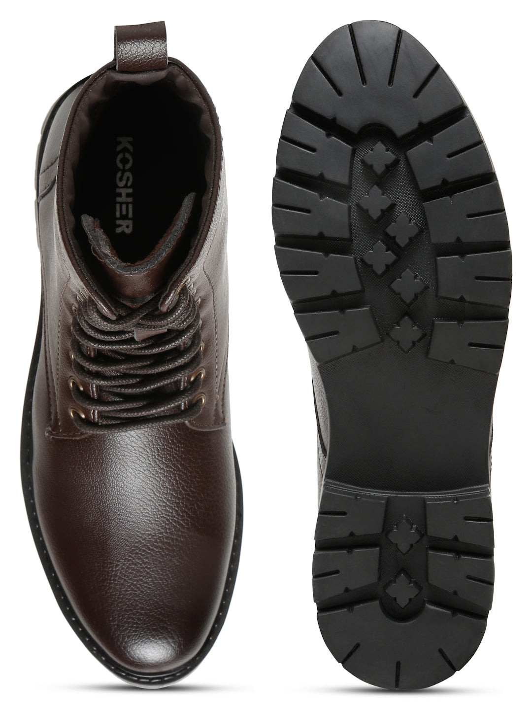 Kosher Elegant Ladies Brown Colour Lace-Up Boots - Stylish & Comfortable