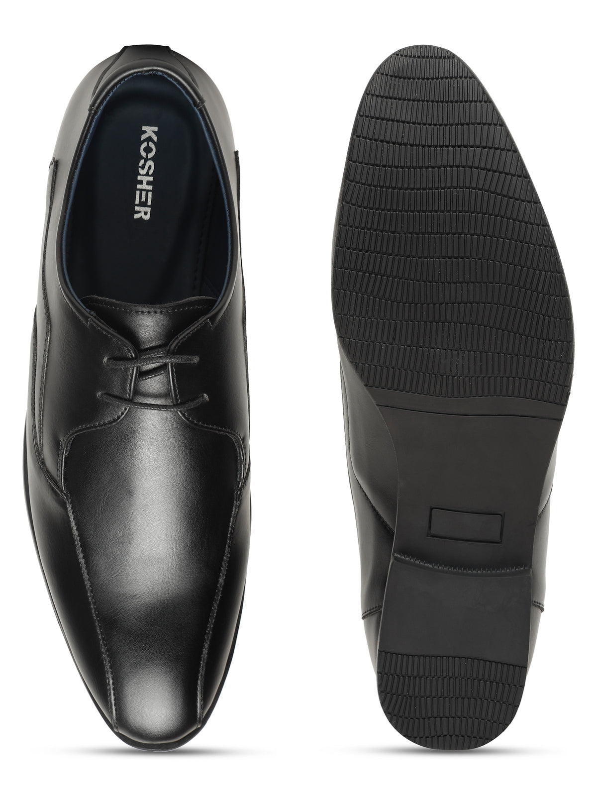 KOSHER Men Solid Black Lace-Up Formal Derby Shoes