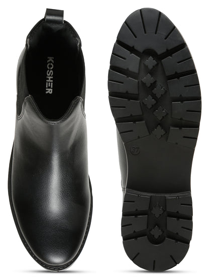 Kosher Women's Classic Black Chelsea Boots