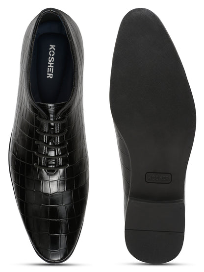 Kosher Black Color Lace-up Formal Shoes