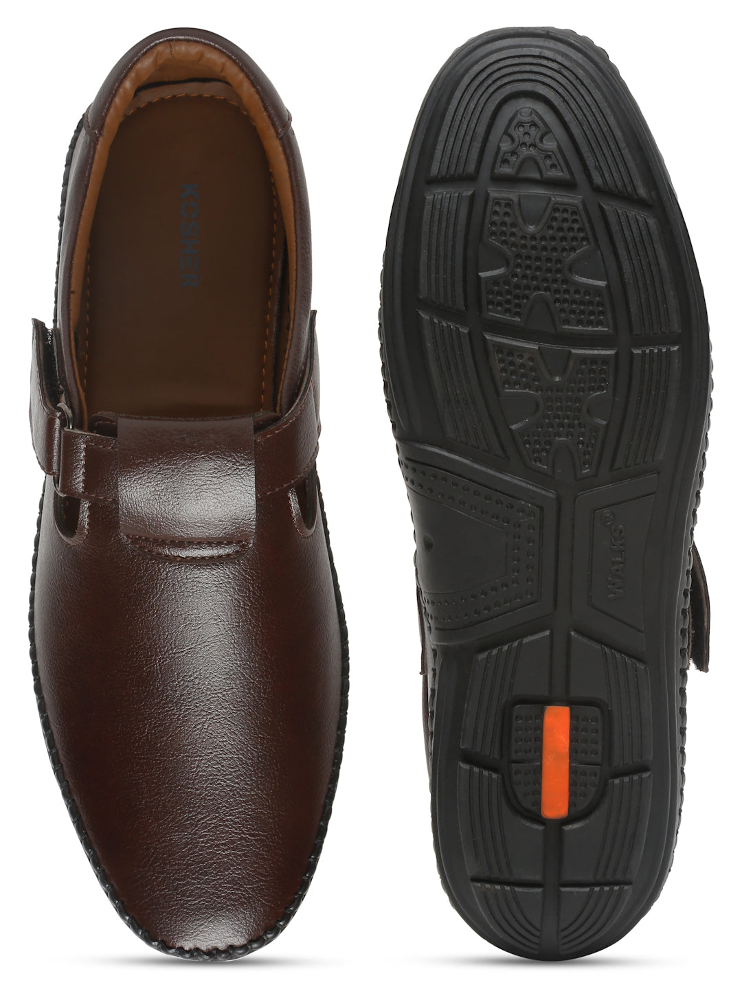 Kosher Brown Roman Faux Leather Men's Casual Sandal