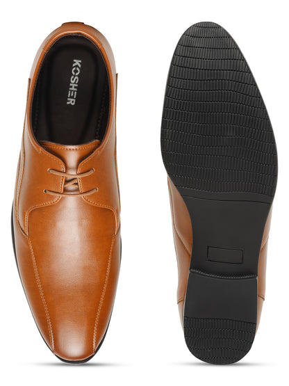 KOSHER Men Solid Tan Lace-Up Formal Derby Shoes