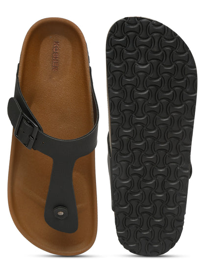 Kosher Black Color Men's Casual Sandal, Slipper