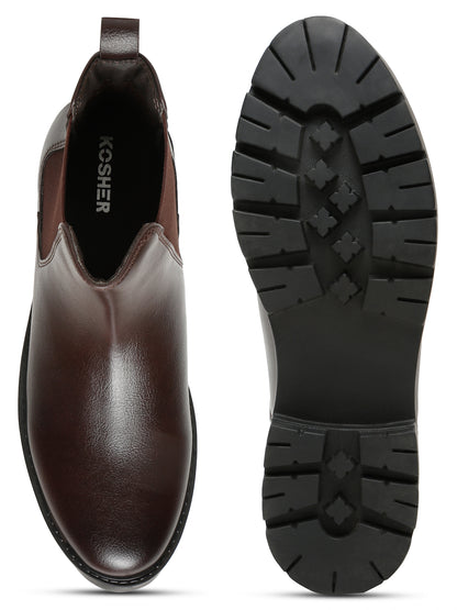 Kosher Women's Classic Brown Chelsea Boots