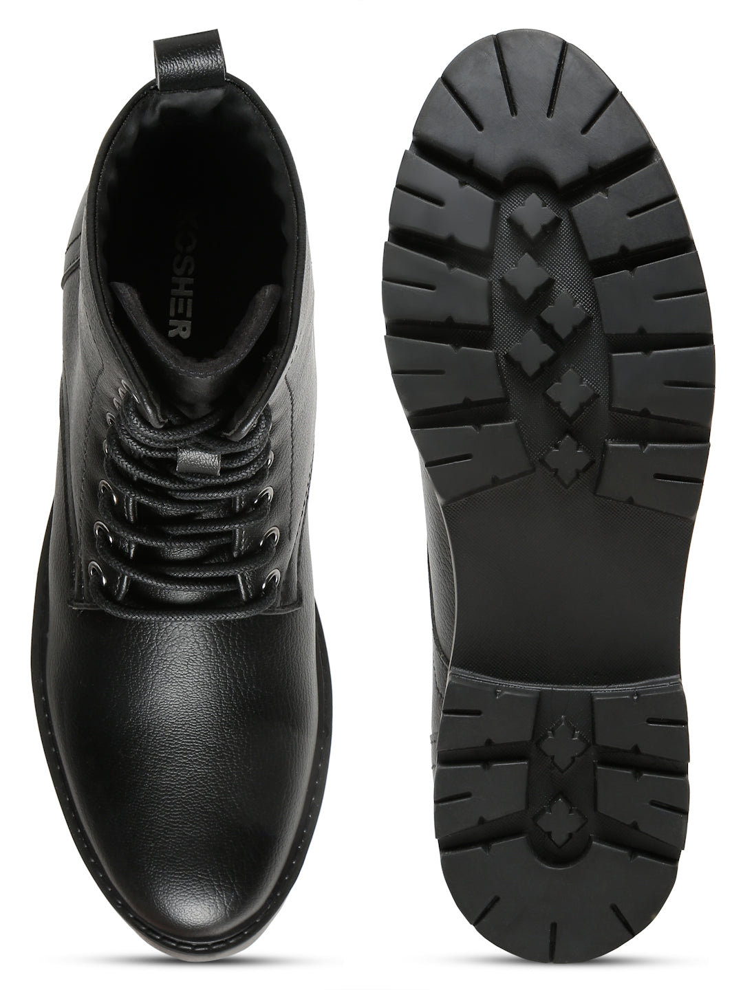 Kosher Elegant Ladies Black Colour Lace-Up Boots - Stylish & Comfortable