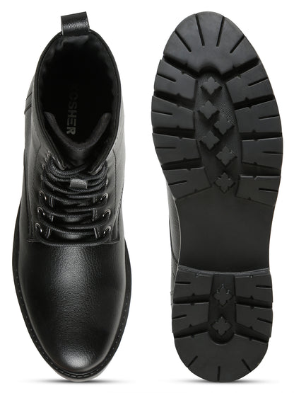 Kosher Elegant Ladies Black Colour Lace-Up Boots - Stylish & Comfortable