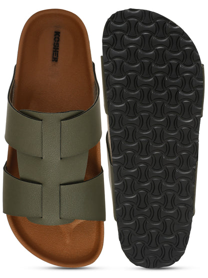 Kosher olive color casual slipper