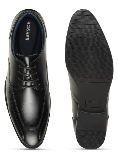 KOSHER Men's Black Synthetic Leather Lace-Up Formal Derby Shoes