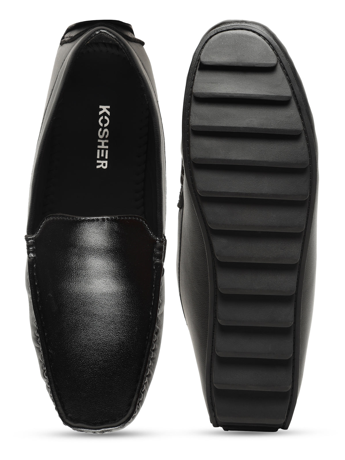 KOSHER Premium Black Synthetic Leather Driving Loafers for Men – Lightweight, Comfortable Slip-On