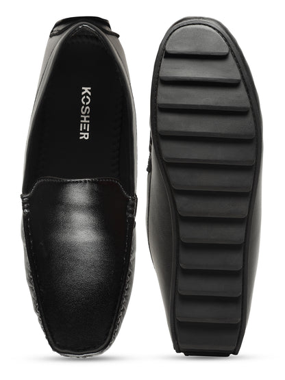 KOSHER Premium Black Synthetic Leather Driving Loafers for Men – Lightweight, Comfortable Slip-On