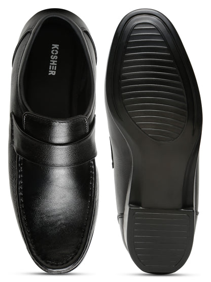 Kosher Black Color Genuine Leather Slip-On Comfort Shoes for Men