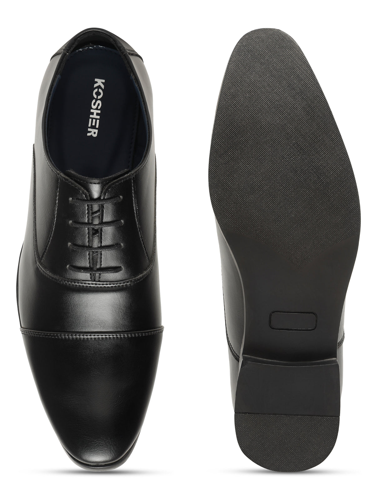 KOSHER Men's Classic Black Cap-Toe Formal Oxford Shoes for Office Wear
