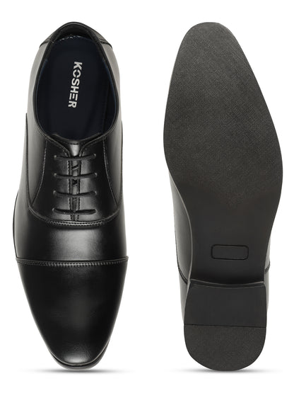 KOSHER Men's Classic Black Cap-Toe Formal Oxford Shoes for Office Wear
