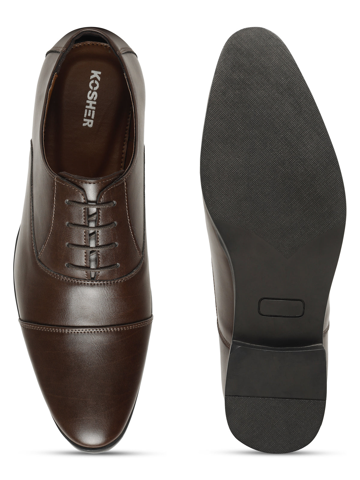 KOSHER Men's Classic Brown Cap-Toe Formal Oxford Shoes for Office Wear