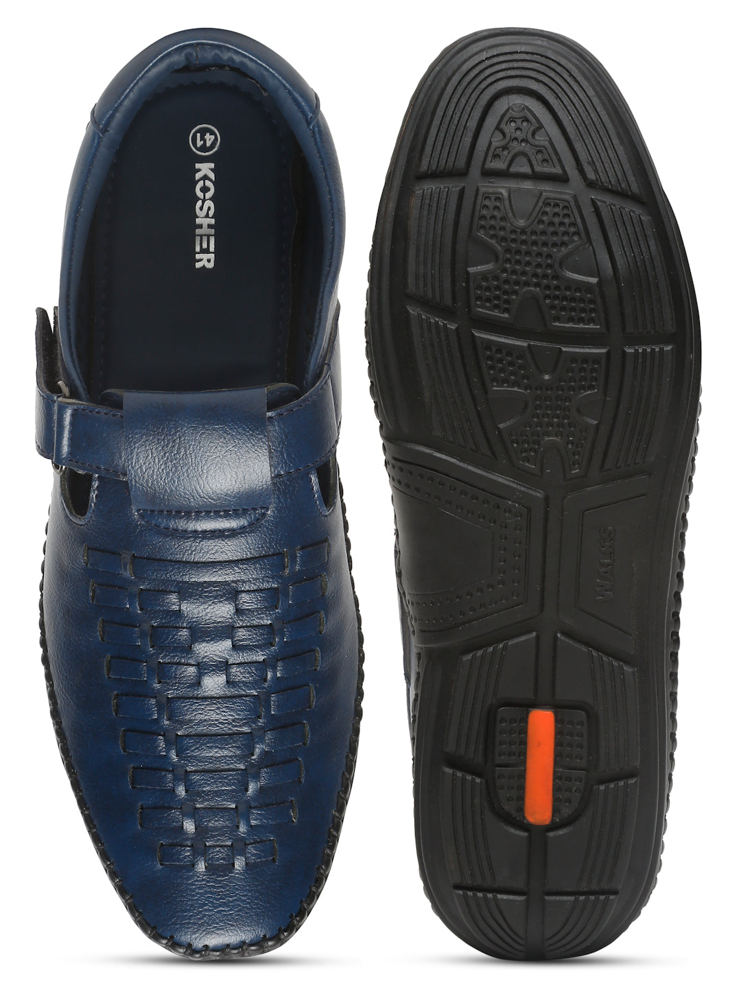 Kosher Navy Roman Faux Leather Men's Casual Sandal