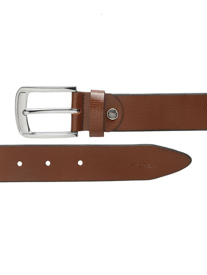 KOSHER Brown Color Men's Classic Genuine Leather Belt – Textured With Polished S.S Finish Buckle